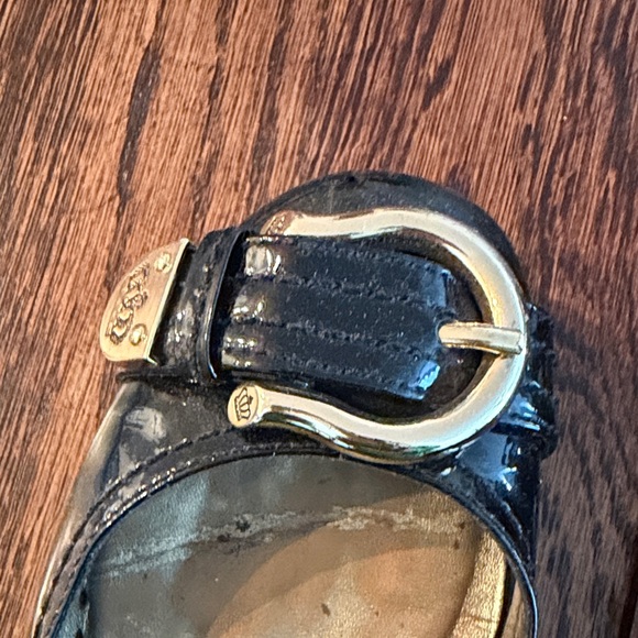 Juicy Couture Black Patent Loafers with Gold Buckle - Picture 7 of 10